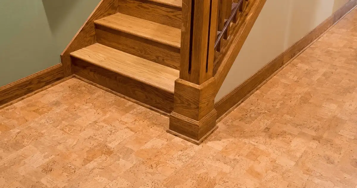 End of a staircase with cork flooring in Glendale, AZ