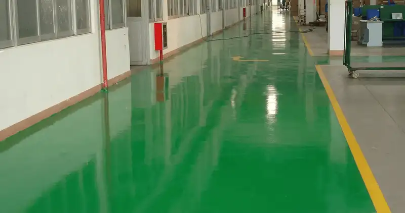 A factory floor professionally covered and marked with epoxy flooring in Glendale, AZ