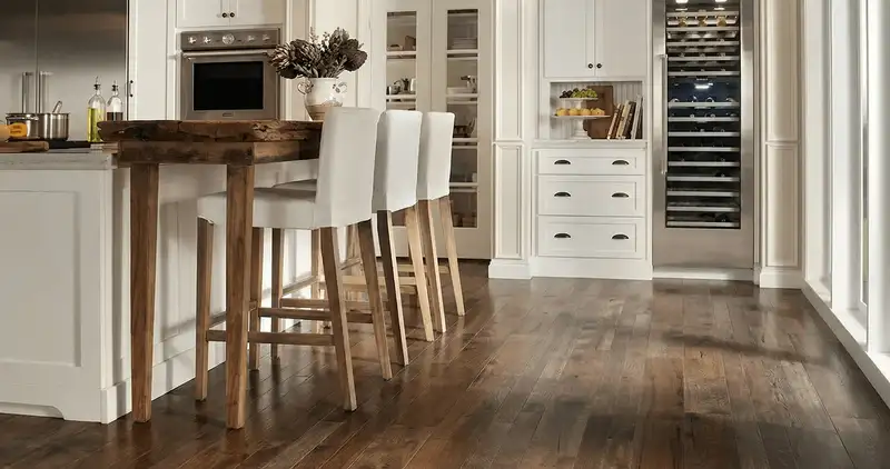 Professionally installed and refinished hardwood flooring in a residential home, showcasing smooth finish and natural wood tones in Glendale, AZ