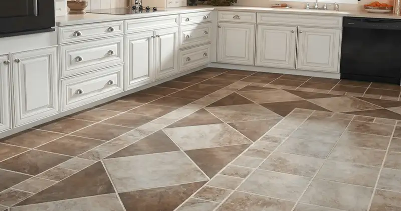 Kitchen with white cabinets and a professionally installed tile floor in Glendale, AZ
